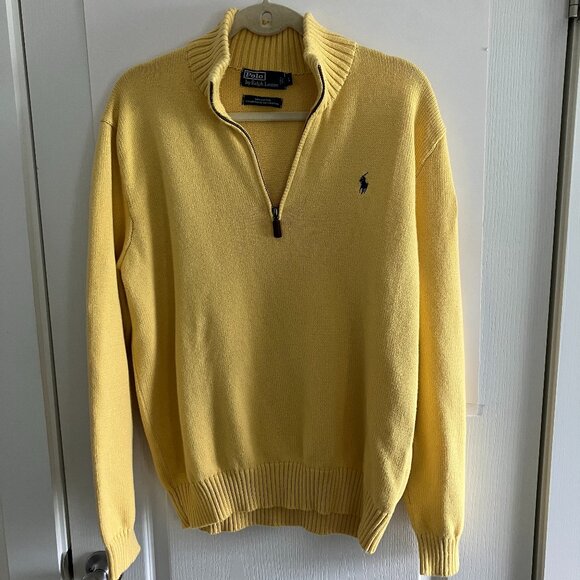 Ralph Lauren Polo Men's Quarter-Zip Pullover, Butter Yellow, Size Large Preppy. - Picture 1 of 12